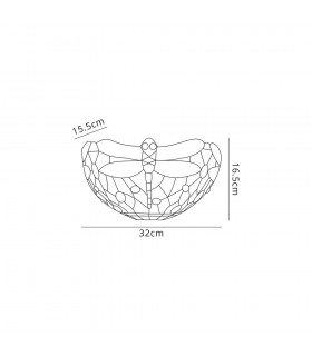 Tiffany Wall Lamp, 2 x E14, Purple, Pink, Crystal - 2