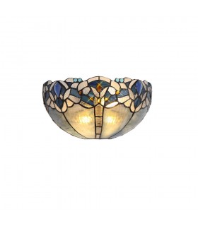 Tiffany 30cm Wall Lamp, 2 x E14, Blue, Clear Crystal - 1