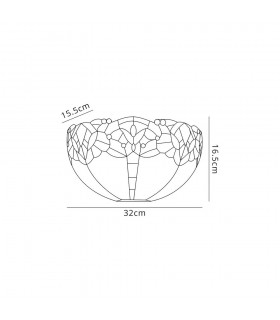 Tiffany 30cm Wall Lamp, 2 x E14, Blue, Clear Crystal - 2