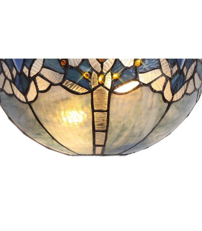 Tiffany 30cm Wall Lamp, 2 x E14, Blue, Clear Crystal - 4