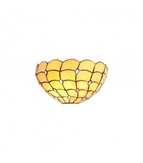 Tiffany 30cm Wall Lamp, 2 x E14, Beige, Clear Crystal - 1