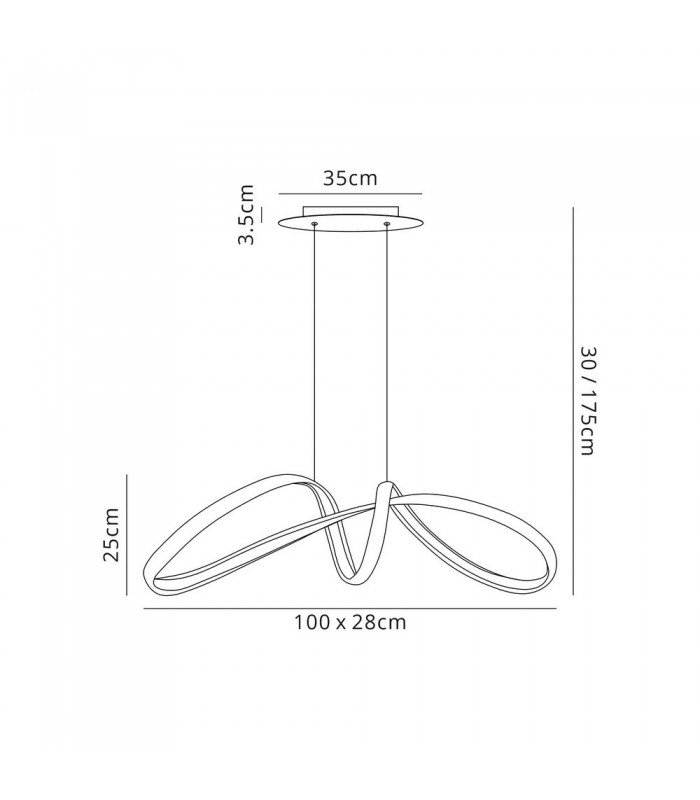 Large Oval Ceiling Pendant, 1 x 39W LED, 3000K, 1950lm, Sand Gold - 2