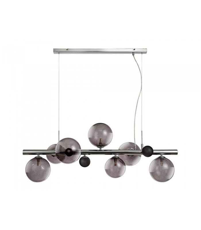 Ceiling Pendant, 7 x G9, Polished Chrome, Smoked Glass - 3