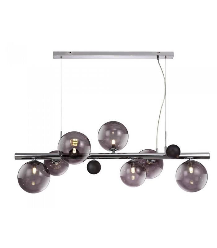 Ceiling Pendant, 7 x G9, Polished Chrome, Smoked Glass - 4