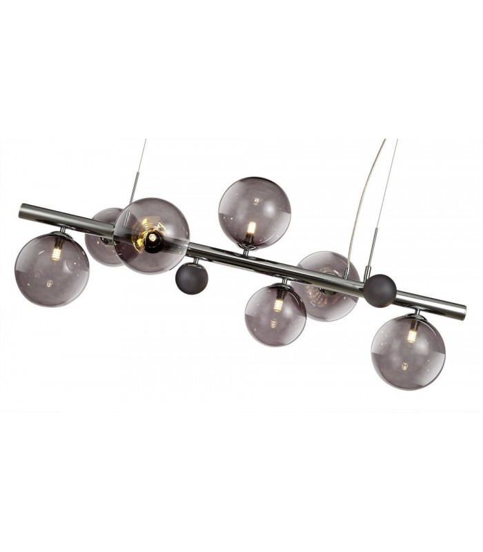 Ceiling Pendant, 7 x G9, Polished Chrome, Smoked Glass - 7