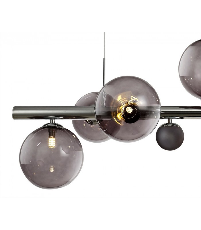 Ceiling Pendant, 7 x G9, Polished Chrome, Smoked Glass - 8