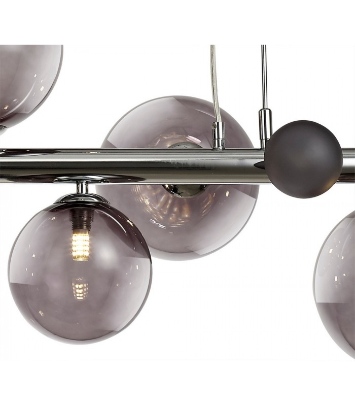Ceiling Pendant, 7 x G9, Polished Chrome, Smoked Glass - 9
