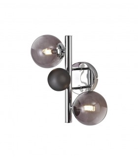 Wall Lamp, 2 x G9, Polished Chrome, Smoked Glass - 1