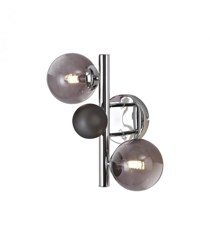 Wall Lamp, 2 x G9, Polished Chrome, Smoked Glass - 1