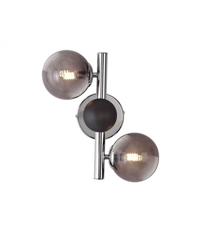 Wall Lamp, 2 x G9, Polished Chrome, Smoked Glass - 4