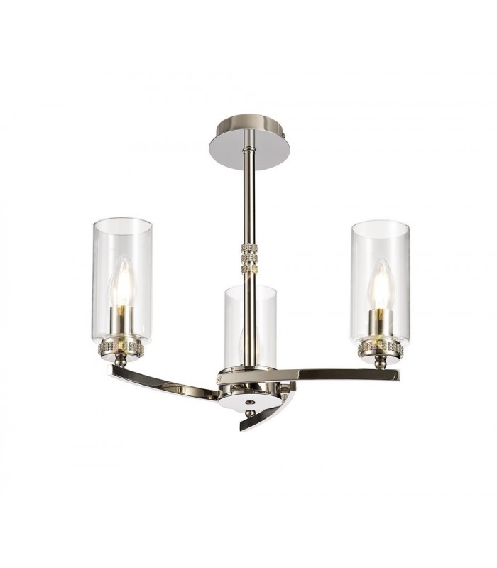 Ceiling Pendant, Semi Ceiling, 3 x E14, Polished Nickel - 4