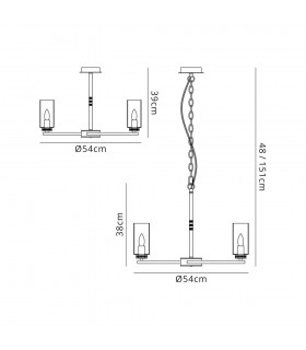 Ceiling Pendant, Semi Ceiling, 5 x E14, Polished Nickel - 2
