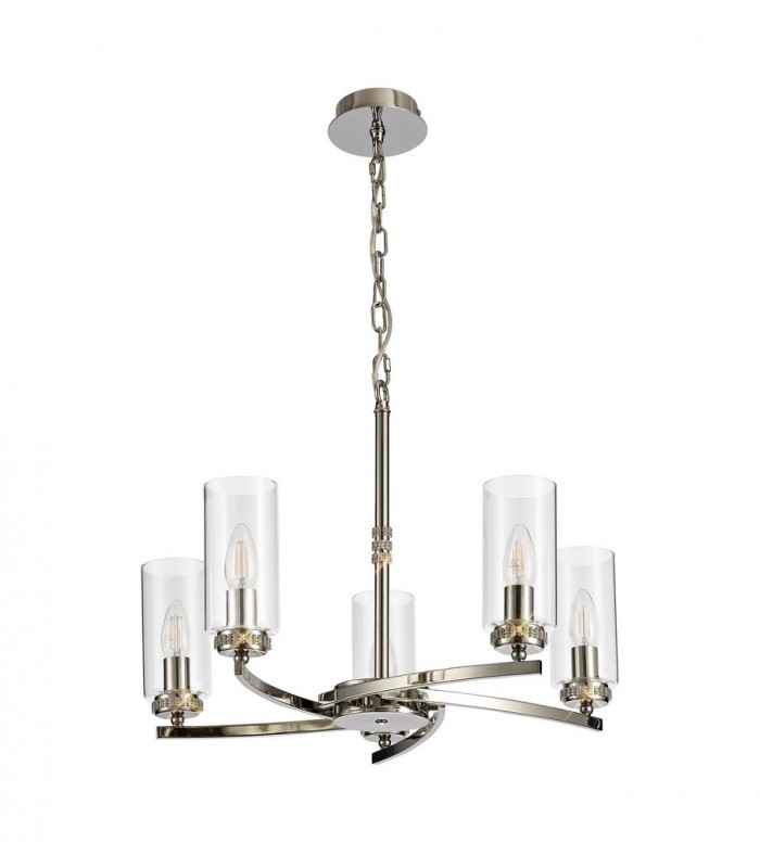 Ceiling Pendant, Semi Ceiling, 5 x E14, Polished Nickel - 3