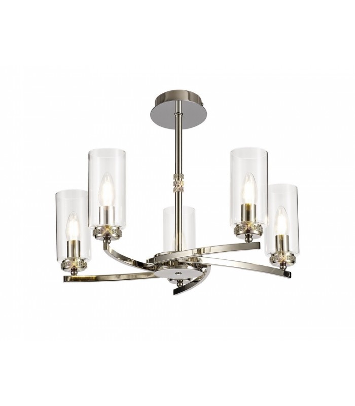 Ceiling Pendant, Semi Ceiling, 5 x E14, Polished Nickel - 4
