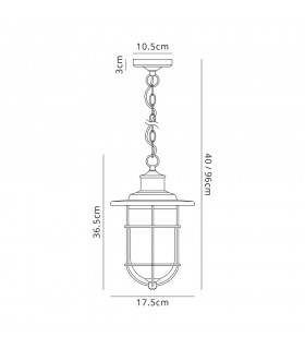 Ceiling Pendant, 1 x E27, Black, Gold With Seeded Clear Glass, IP54 - 2