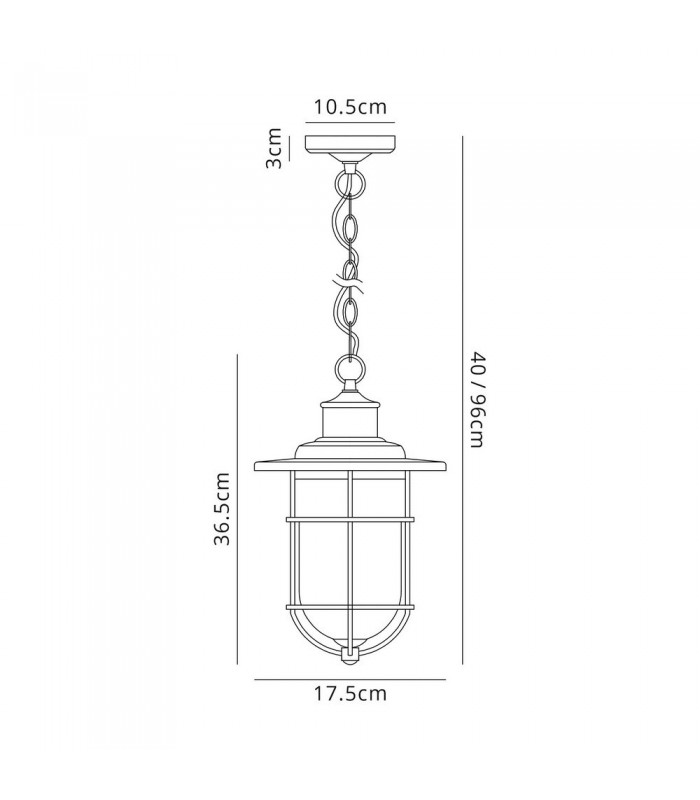 Ceiling Pendant, 1 x E27, Black, Gold With Seeded Clear Glass, IP54 - 2