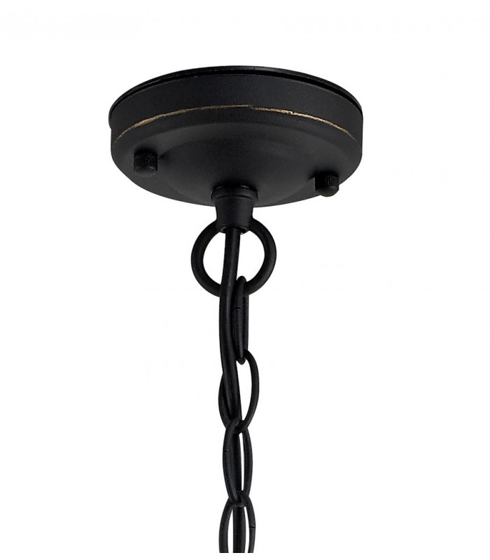 Ceiling Pendant, 1 x E27, Black, Gold With Seeded Clear Glass, IP54 - 5