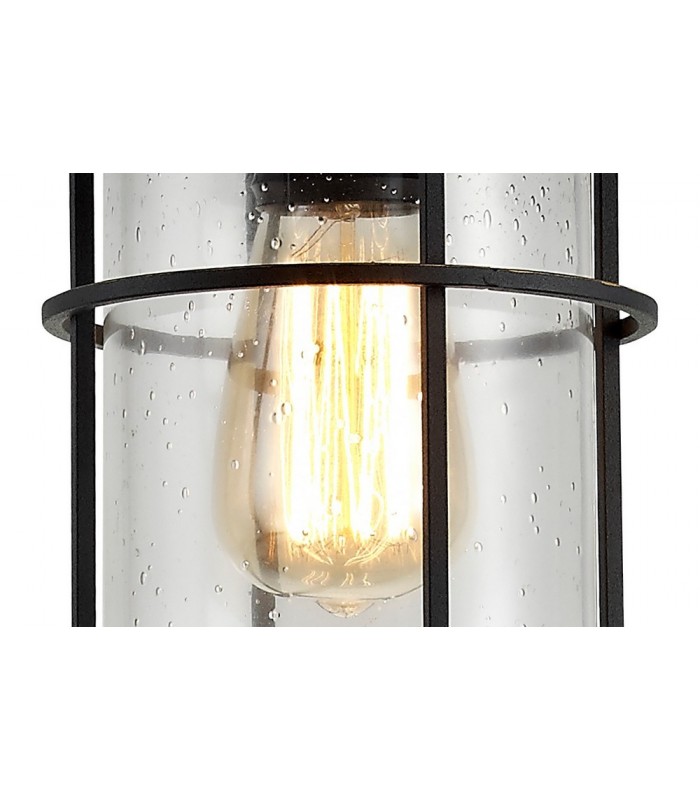 Ceiling Pendant, 1 x E27, Black, Gold With Seeded Clear Glass, IP54 - 9