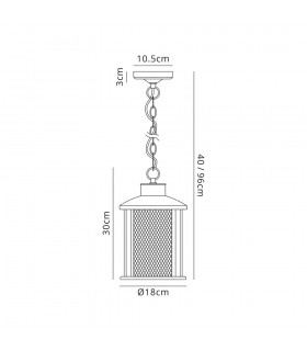 Ceiling Pendant, 1 x E27, Antique Bronze, Clear Glass, IP54 - 2