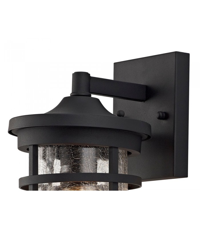 Wall Lamp, 1 x E27, Black, Clear Crackled Glass, IP54 - 4