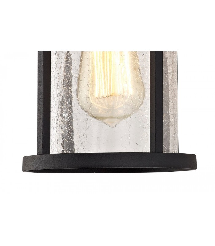 Wall Lamp, 1 x E27, Black, Clear Crackled Glass, IP54 - 5