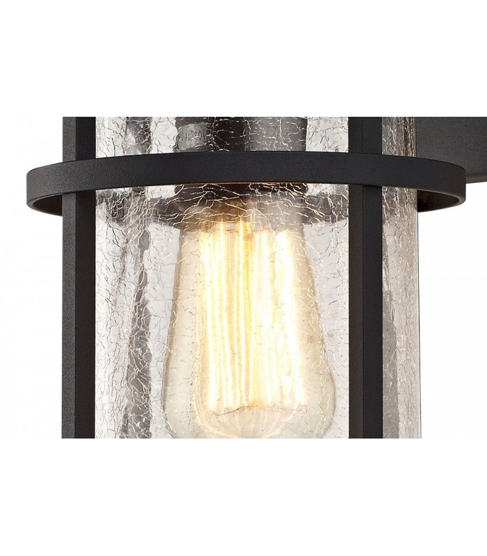 Wall Lamp, 1 x E27, Black, Clear Crackled Glass, IP54 - 6