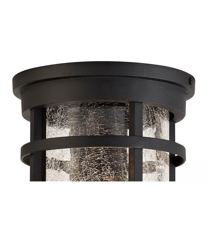 Ceiling, 1 x E27, Black, Clear Crackled Glass, IP54 - 4