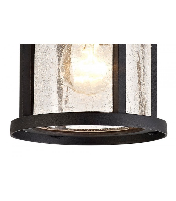 Ceiling, 1 x E27, Black, Clear Crackled Glass, IP54 - 5
