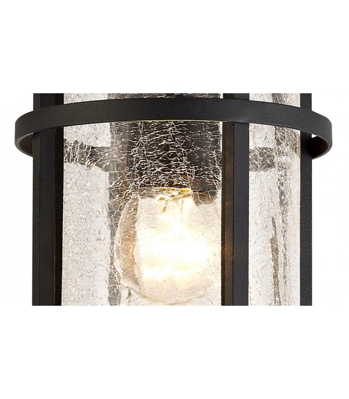 Ceiling, 1 x E27, Black, Clear Crackled Glass, IP54 - 6