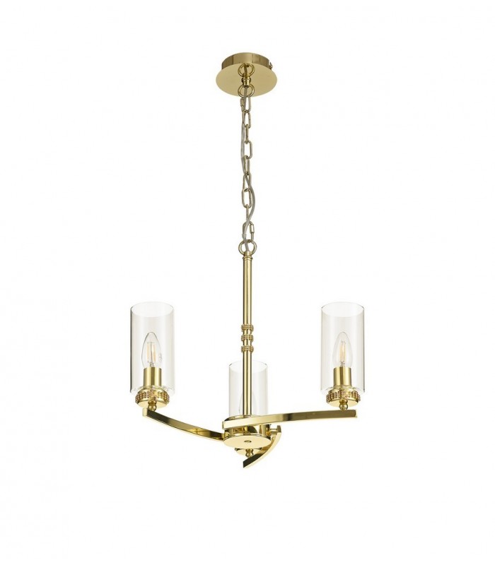 Ceiling Pendant, Semi Ceiling, 3 x E14, Polished Gold - 3