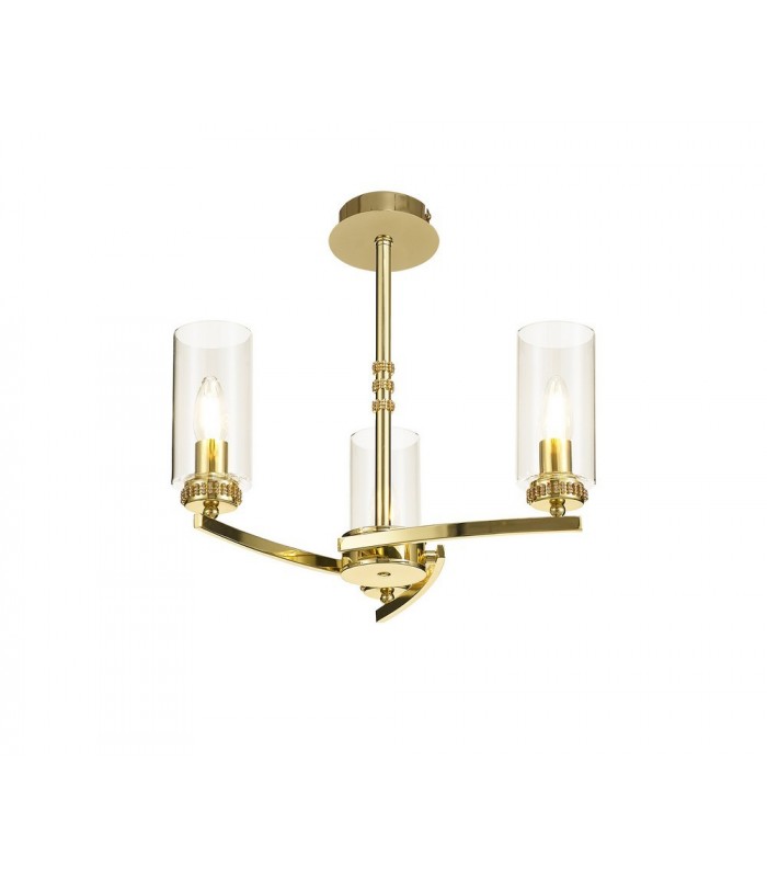 Ceiling Pendant, Semi Ceiling, 3 x E14, Polished Gold - 4