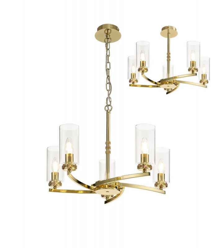 Ceiling Pendant, Semi Ceiling, 5 x E14, Polished Gold - 1