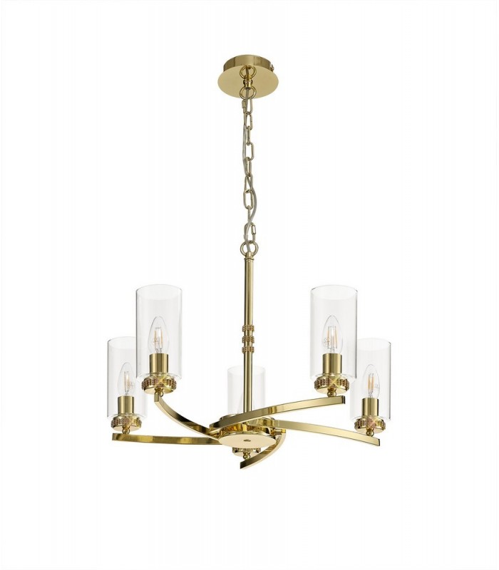 Ceiling Pendant, Semi Ceiling, 5 x E14, Polished Gold - 3