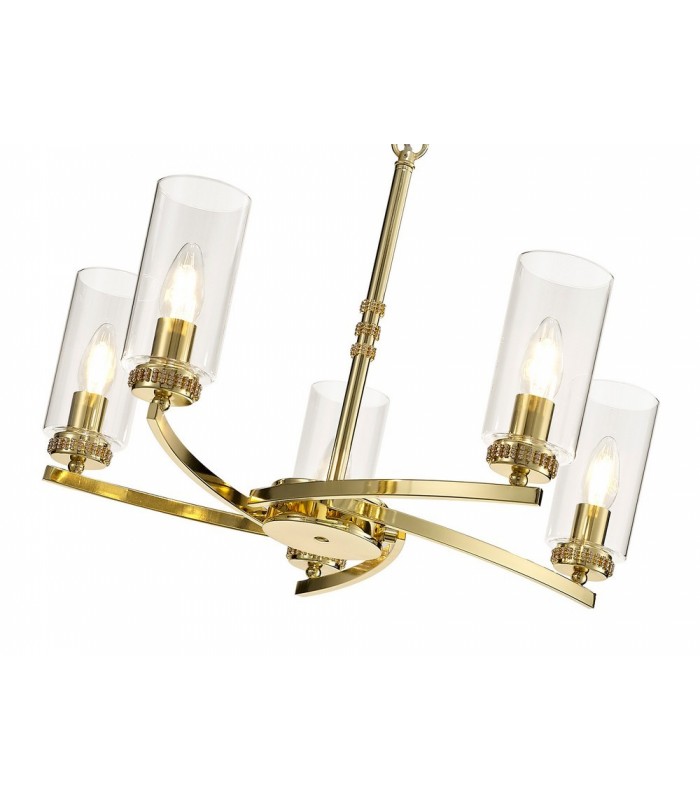 Ceiling Pendant, Semi Ceiling, 5 x E14, Polished Gold - 6