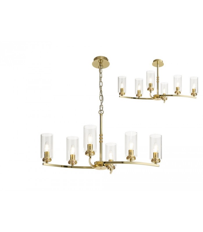 Ceiling Pendant, Semi Ceiling, 6 x E14, Polished Gold - 1