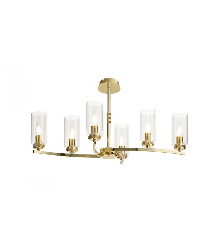Ceiling Pendant, Semi Ceiling, 6 x E14, Polished Gold - 4
