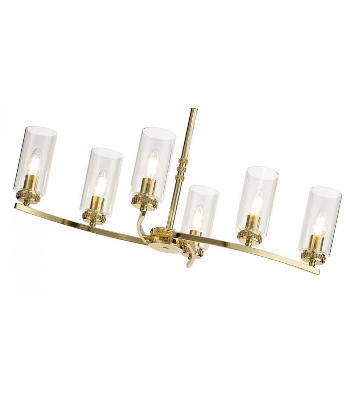 Ceiling Pendant, Semi Ceiling, 6 x E14, Polished Gold - 6
