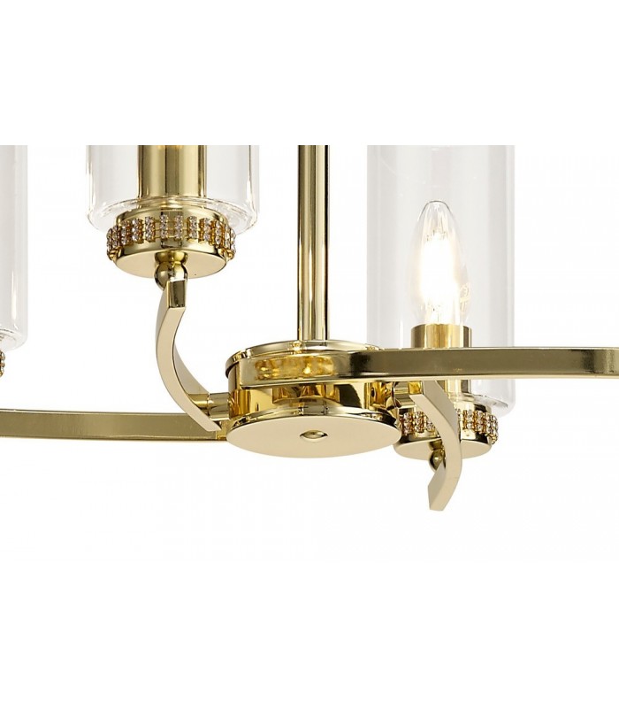 Ceiling Pendant, Semi Ceiling, 6 x E14, Polished Gold - 8