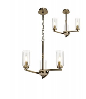 Ceiling Pendant, Semi Ceiling, 3 x E14, Antique Brass - 1