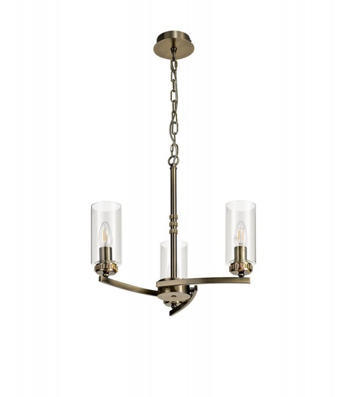 Ceiling Pendant, Semi Ceiling, 3 x E14, Antique Brass - 3