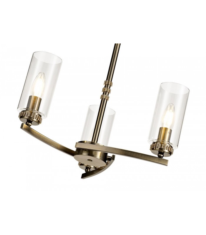 Ceiling Pendant, Semi Ceiling, 3 x E14, Antique Brass - 6