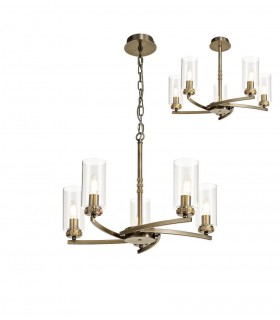 Ceiling Pendant, Semi Ceiling, 5 x E14, Antique Brass - 1