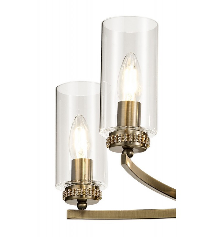 Ceiling Pendant, Semi Ceiling, 5 x E14, Antique Brass - 7