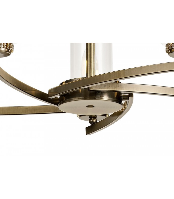 Ceiling Pendant, Semi Ceiling, 5 x E14, Antique Brass - 8