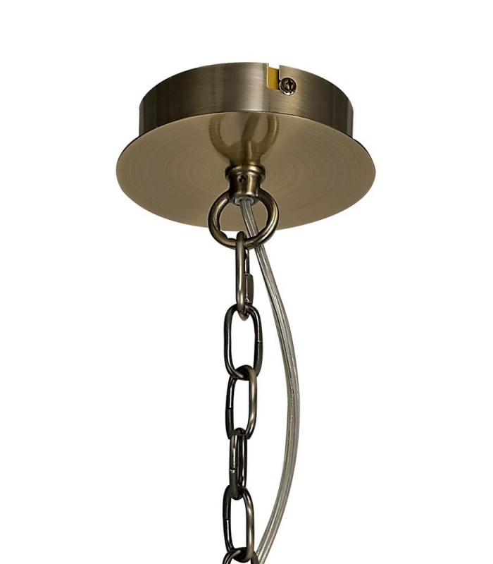 Ceiling Pendant, Semi Ceiling, 6 x E14, Antique Brass - 5
