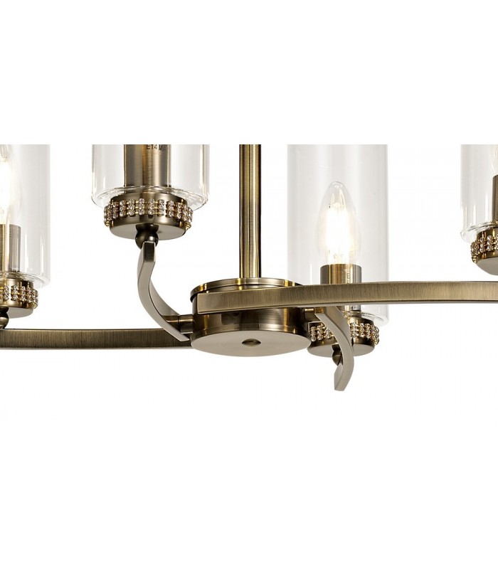 Ceiling Pendant, Semi Ceiling, 6 x E14, Antique Brass - 8