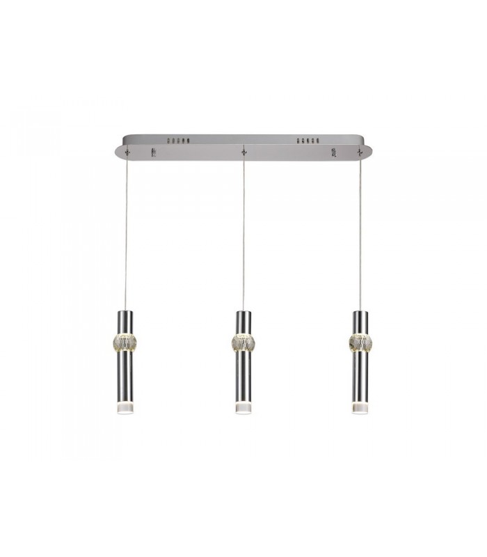 3 Light Linear Ceiling Pendant, 3 x 5W LED, 3000K, 304lm, Polished Chrome - 1