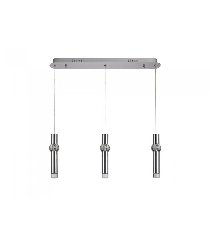 3 Light Linear Ceiling Pendant, 3 x 5W LED, 3000K, 304lm, Polished Chrome - 4