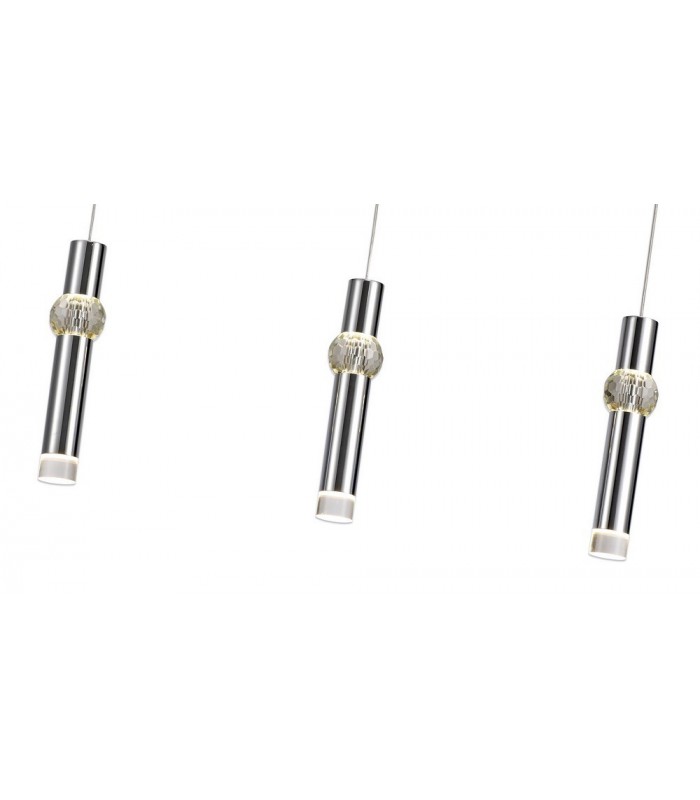 3 Light Linear Ceiling Pendant, 3 x 5W LED, 3000K, 304lm, Polished Chrome - 6