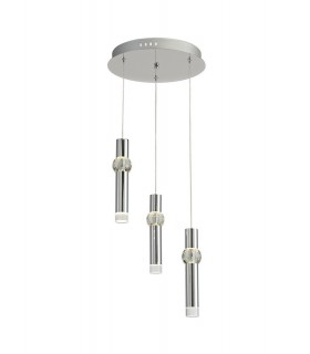 3 Light Round Ceiling Cluster Pendant, 3 x 5W LED, 3000K, 268lm, Polished Chrome - 1